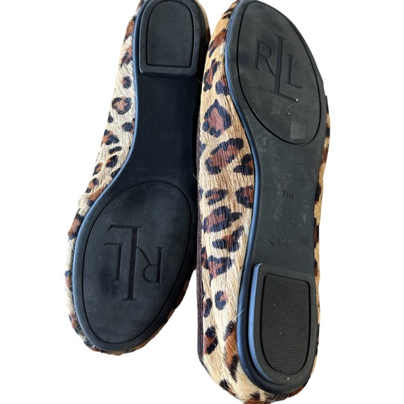 Lauren Ralph Lauren Abira Leopard Print Calf Hair Ballet Flats With Bow Size 7.5 - Picture 5 of 5